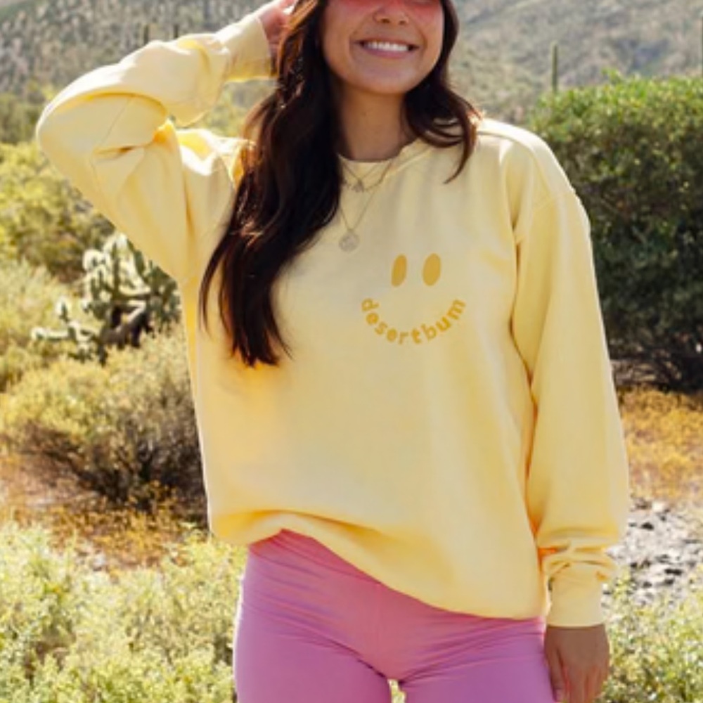 Uptown Hippie Desert Bum butter yellow crewneck sweatshirt